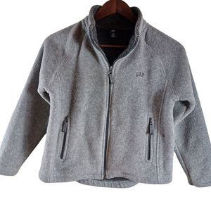 Gap Kids Girls Mock Neck Gray Thick Fleece Jacket Zip Coat & Pockets Sz M 7-8